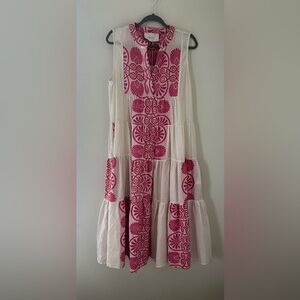 NWT Kasia Chic Pink and White Midi Dress